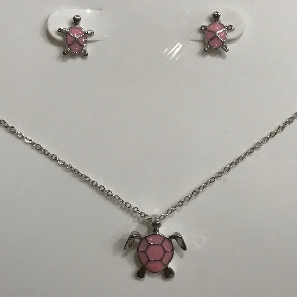 Opal Turtle Design Necklace and Earring Set - Picture 5 of 5